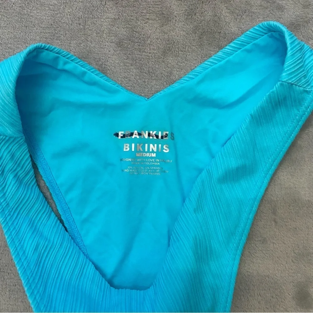 New! Frankie’s bikinis Enzo plisse cheeky bottoms aquamarine 24134